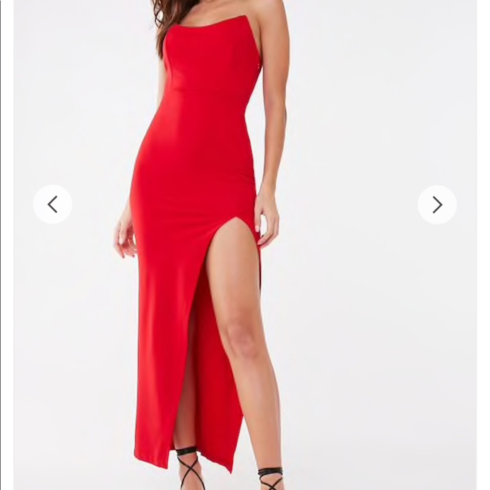 Red maxi tube dress